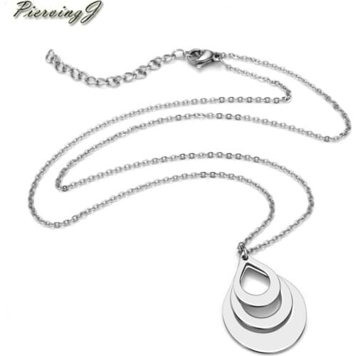 PiercingJ BFF Family Friendship Sisters Necklace Stainless Steel Multi Layer Hollow Teardrop Pendant Necklace gift
