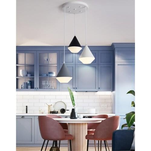 Nordic Three-head Iron Acrylic Pendant Lights Modern Restaurant Living Room Bedroom Bar Led Lamps Meal Table Hanging Lights