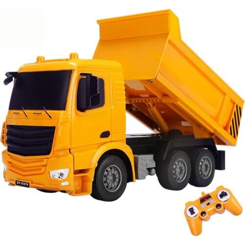 RC Truck 1:26 Remote Control Car Dump Truck 2.4G Engineering Car Container Vehicle Automatic lifting RC Car Trucks kids toys Gif