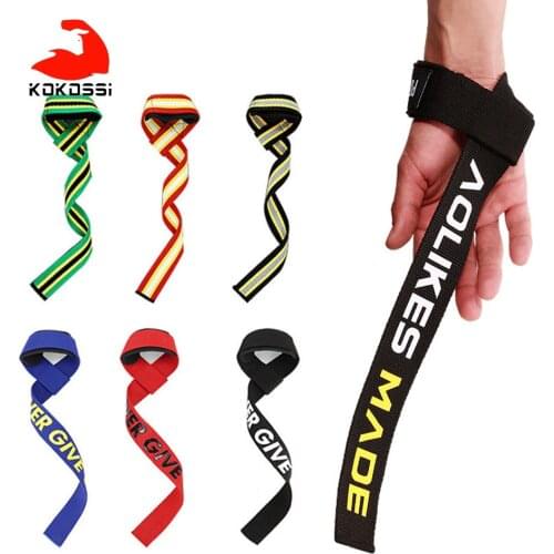 KoKossi Weightlifting Wrist Straps Fitness Bodybuilding Training Gym CrossFit Lifting Straps With Non Slip Flex Gel Grip Workout