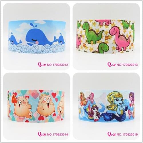 Q&N ribbon 16mm 22mm 25mm 38mm 50mm 75mm animal printed grosgrain ribbon webbing 50yards/roll for hair tie free shipping