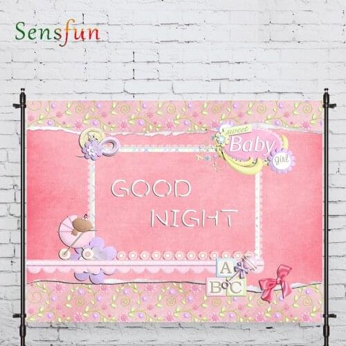 LEVOO Photography Backdrop Fairy Tale Newborn Pink Good Night Backdrop Photocall Photobooth Studio Shoot Fabric