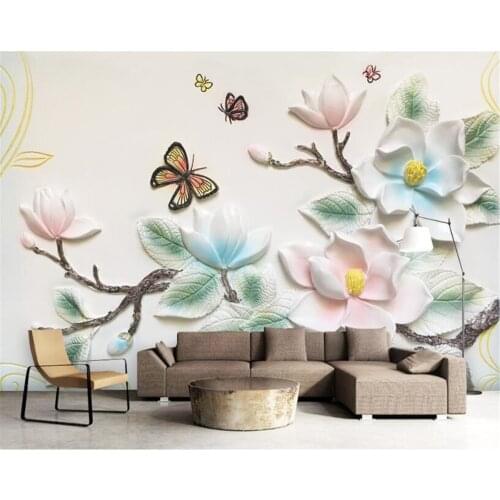Modern family room decorated mural wallpaper 3d Reliefs Floral Butterfly Stereo Fashion Photo wallpaper papier peint Beibehang