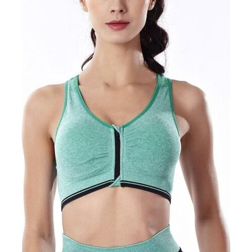 Zipper Push Up Sports Bras For Women Shockproof Vest Underwear Breathable Bra Fitness Top Athletic Running Bra No Steel Ring