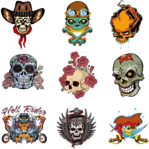 Iron-on Transfers for Clothing Patches for Clothes Skull Stickers Diy Roses Patch Flex Fusible Transfer Vinyl Adhesive Stripe A