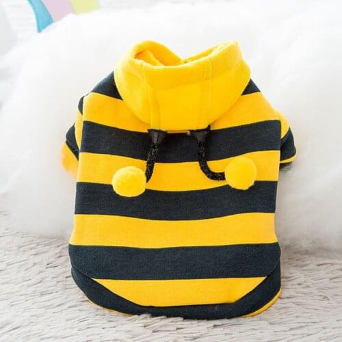 Bee Hoodie Pet Dog Clothes Cartoon Clothing Dogs Super Small Costume Cat Cute Warm Chihuahua Print Autumn Yollow Boy Mascotas