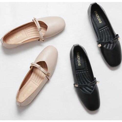 Genuine Leather Flats Shoes Woman Retro Grandma Loafers Bowtie Belt Moccasins Girl Mart Airpot Flats Lady Cowhide Mary Jean Shoe