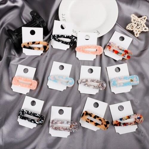 Vintage Hollow Hair Clip For Women Leopard Marble Textured Geometric Water Drop Duckbill Barrette Hairpin Hair Accessories