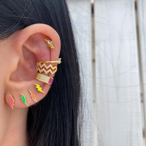 High quality new arrived Neon enamel lightning bolt stud earring Colorful tiny minimal delicate fashion women girl jewelry