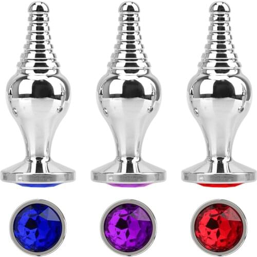 Jewelry Metal Butt Plug Thin Screw Thread Anal Plug Prostate Massager Anus Dilator Anal Beads Removable Tail