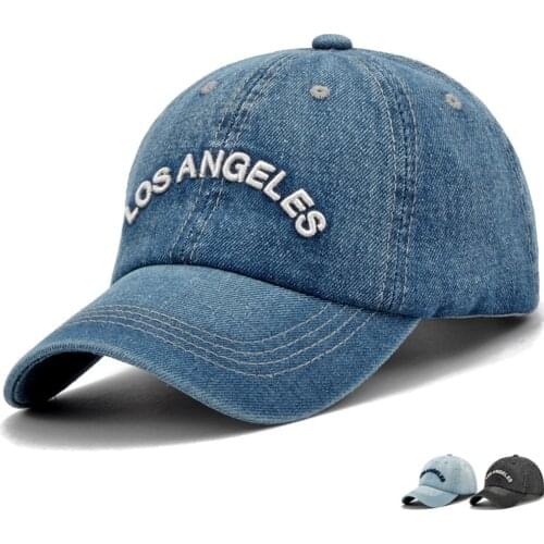Women Hat & Cap LOS ANGELES Letter Denim Wash Sports Caps Women Numbers Baseball Cap Adjustable Snapback Casual Caps