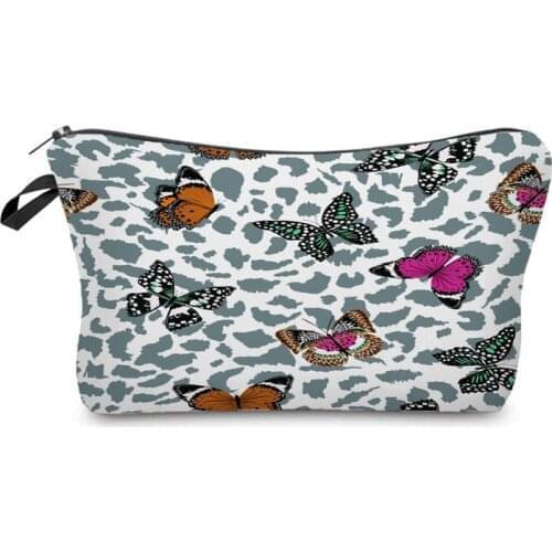 New Fashion Printed Butterfly Cosmetics Organizer Bag Leopard Womens Makeup Bag Storage Bags for Women Trip Mini Toiletry Bags