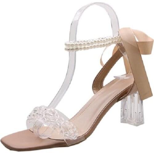 YSHUNIJ Women Sandals 2021 New Womens High-heeled Sandals Fashion Word Buckle Sandals 8803