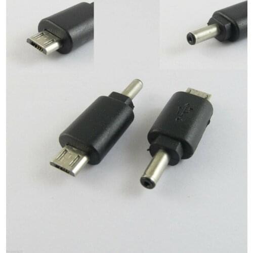 2pcs Black 3.5x 1.1mm DC Power Male Plug To Micro 5 Pin USB Male Adapter Connector
