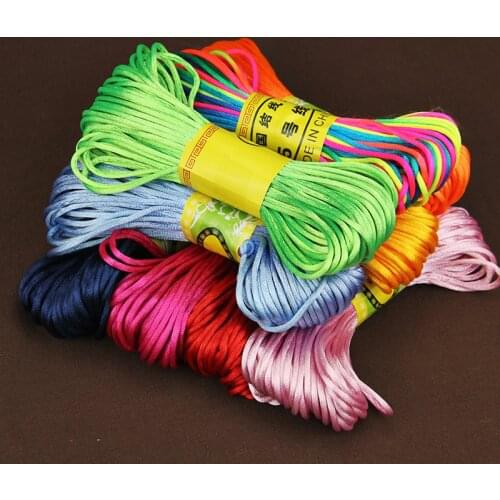 20m/lot 2mm Multi-colors Chinese Knot Cord Soft Satin Nylon Thread Cords Soutache Rope For DIY Bracelets Jewelry Making Handmade