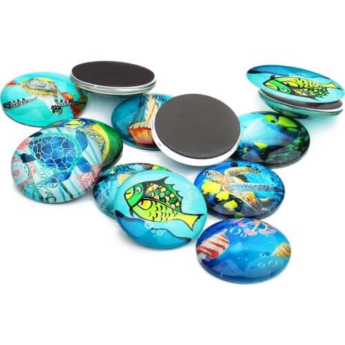20pcs Sea World Glass Cabochon Flat Back For Necklace Bracelet Making 12mm