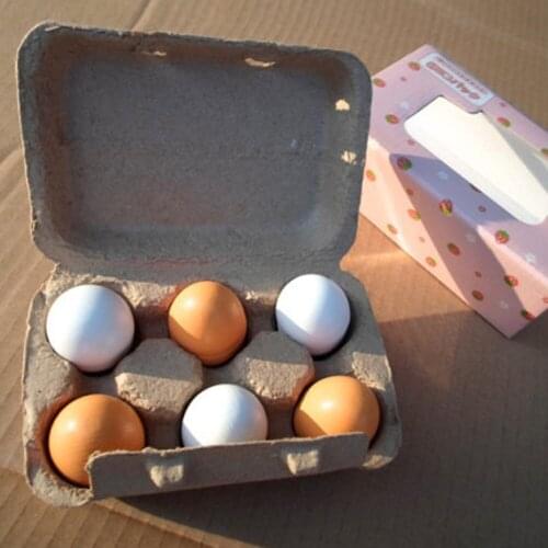 6pcs/set Wooden Lovely Eggs Pretend Play Toys Food Pretend Play House Preschool Educational Kitchen Cooking Toys Kids Girls Boys