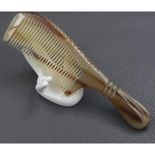 7.48 Inch White Yak Horn Comb Anti Static Horn Brush Hair Massage Wide Tooth Comb Fine tooth Horn Comb