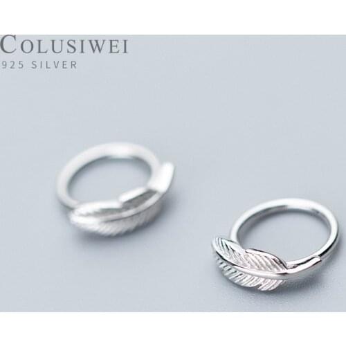 Colusiwei Simple Minimalist Tree Leaf Ear Hoops 925 Sterling Silver Allergy Free Women Hoop Earrings Fashion Jewelry Mode Bijoux