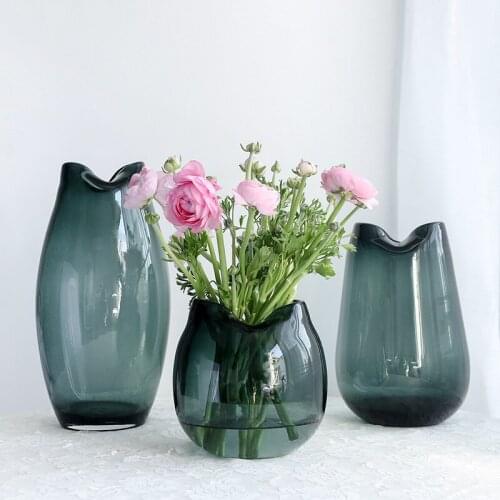 Nordic Modern Modeling Simple Transparent Glass Vase Flower Arrangement High Grade Decoration Board House Home