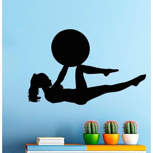 Fitness Exersice Gym Sport Wall Decals Woman With A Ball Wall Sticker Home Decor Art Murals Design Decoration Wallpaper