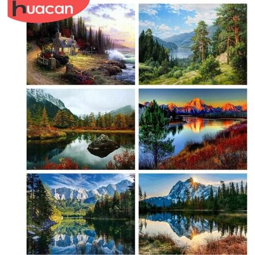 HUACAN DIY Diamond Painting Landscape 5D Mosiac Nature Full Square Diamond Embroidery Cross Stitch Mountain Wall Art Craft Kit
