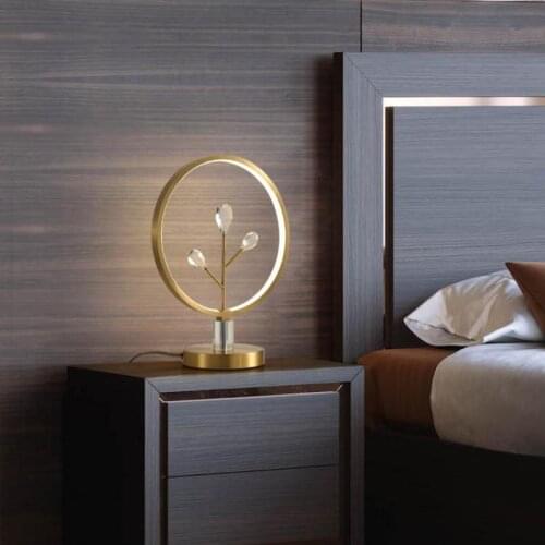 Art gallery Crystal Table Light Led strip round work lighting study desk Lamp Luxury Copper desk Light Bedroom office Table Lamp