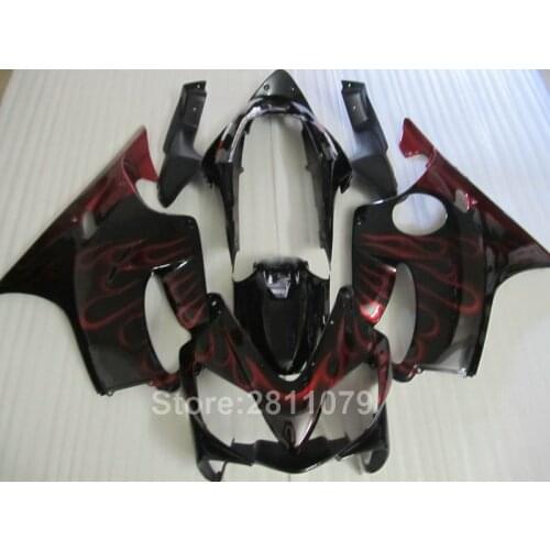 Injection mold hot sale fairing kit for Honda CBR600 F4I 04 05 06 07 red flames black fairings set CBR600RR F4I 2004-2007 TB011