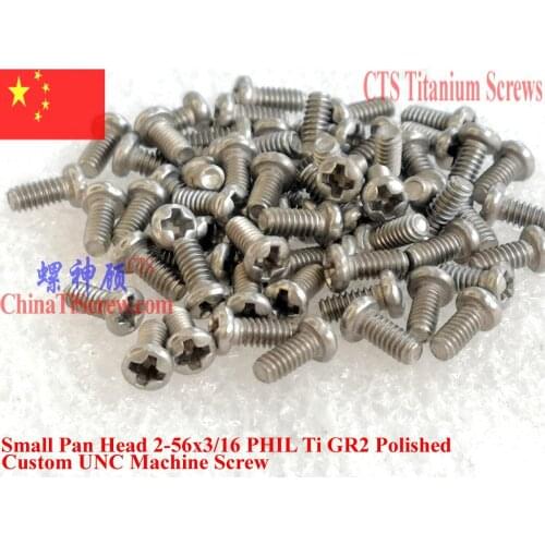 Titanium screws 2-56x3/16 2-56x1/4 Small Pan Head 0# Phillips Driver Ti GR2 Polished 50 pcs