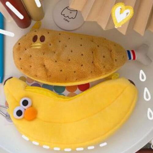 Kinbor Cute Potato Pencil Case Plush Large Capacity Supplies Stationery Gift Tools Storage Back To School