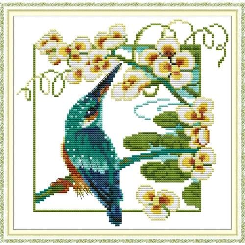 Kingfisher 2 cross stitch kit aida 14ct 11ct count print canvas cross stitches needlework embroidery DIY handmade