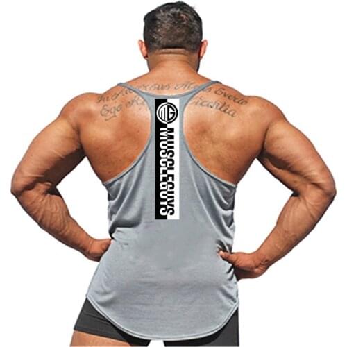 Gym Clothing Fitness Mens Singlets Bodybuilding Stringer Tank Tops Cotton Sleeveless Shirt Muscle Vest Sports Running tanktops