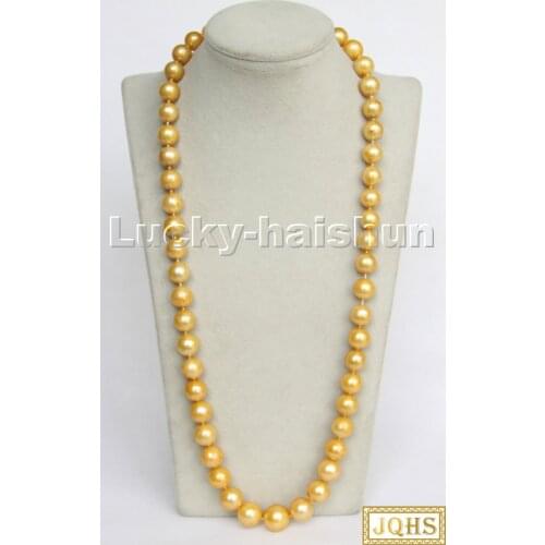 Loog 28" 16mm round golden yellow freshwater pearls necklace c271