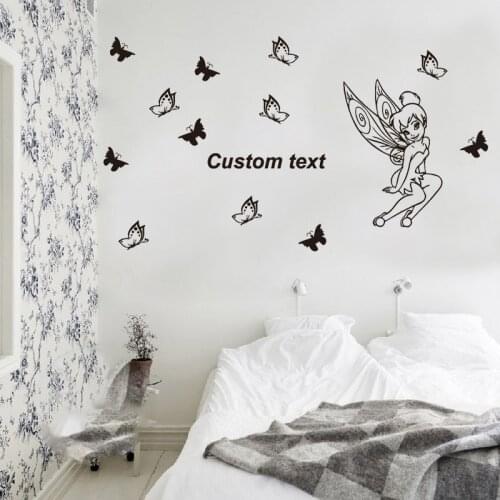 Personalized Custom Name Fairy Butterfly Wall Sticker For Kids Baby Rooms Art Mural Home Decor Peel & Stick Vinly Wall Poster