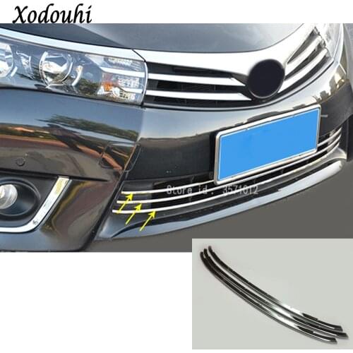 For Toyota Corolla Altis 2014 2015 2016 car body styling protection stainless steel trim Front up Grid Grill Grille molding 3pcs