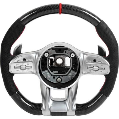 Carbon Fiber Steering Wheel Fit for Mercedes-Benz A/B/C/E/S/G/GLC/GLE Class C63 E63 S63 2010+ For AMG Performance