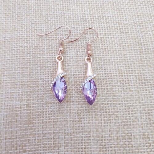 Beautiful Lady 100% 925 Sterling Silver Stud Earrings Single-minded Gold Light Purple Fine Jewelry Bride Christmas Gif E0196