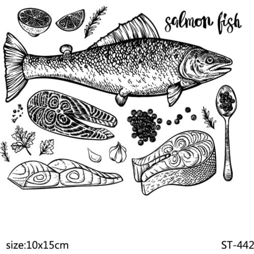 AZSG Salmon Fish Meat Orange Clear Stamps For DIY Scrapbooking Decorative Card making Craft Fun Decoration Supplies 10x15cm
