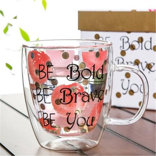 Double Wall Glass Mug Water Bottles Shot Glasses Personalized Juice Jars Fincan Eco Friendly Transparent Mugs Tea Cup Big QZJ054