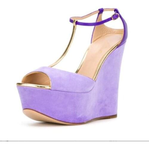 Shofoo shoes,Beautiful and fashionable sandals wedges heel waterproof platform about 4.5 cm, heel height about 14.5 cm