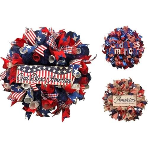 Independence Day Decoration Wreath 4Th of July Memorial Day Wreaths Decor for Home Decoration Front Door Wall Outside