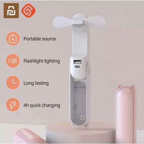 Xiaomi Portable Folding Fan Electric Hold Small Air Cooler Type-C charging Interface Portable Power Bank Flashlight Electric Fan