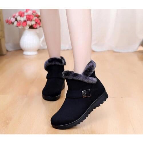 Snow Boots Women buckle Winter Fashion Warm plush warm Ankle Boot Female Casual Shoes sneakers black red brown Plus Size st480