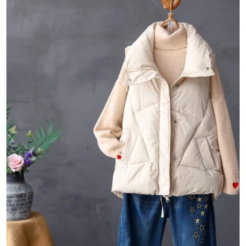 2021 Women Solid Color Sleeveless Vest Female Winter Warm Plus Size 3XL Cotton Padded Vests Ladies Turndown Collar Waistcoat Q94