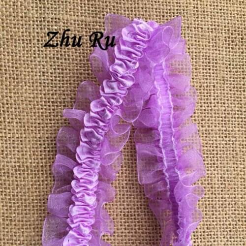 ZHU RU 3yards 40mm width Jewelry DIY Making Cord Silk Beading lace Ribbon Double design elasticity Cord Costume Jewelry Thread