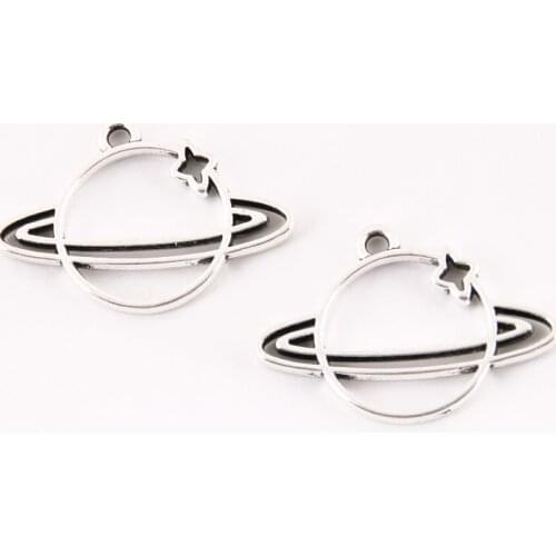10pcs Silver Color Outer Space Charms Planet Universe Pendant Keychain Earrings Jewelry Handcraft