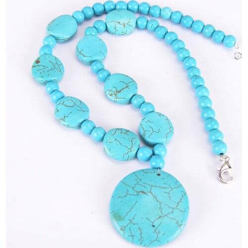 2019 Natural Gem Stone Beads White Red Green Howlite Men Necklaces Pendants Reiki Healing Bohemian Boho Fashion Jewelry T030