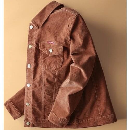 2021 New Men Bomber Jacket with Pockets Cotton Corduroy Jacket men Basic Coats Stylish Slim Fit Fashion Outerwear