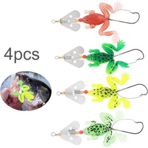 4pcs Frog Soft Baits 7cm 6g Sinking Bass Carp Artificial Spinner Spoon Bait Fishing Lures Artificial Bait Kit