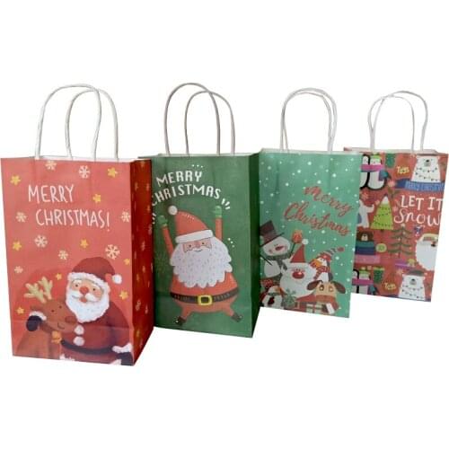 40Pcs/lot Christmas gift packaging Bag 21X13X8cm Multifuntion Festival paper bags with Handles gifts for the new year